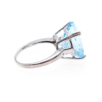 DBJ DEE BERKLE 925 Sterling Silver Real Round-Cut Blue Topaz Ring Size 6.25