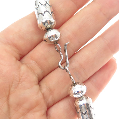 Old Pawn Sterling Silver Vintage Southwestern Beaded Chain Tribal Necklace 22"
