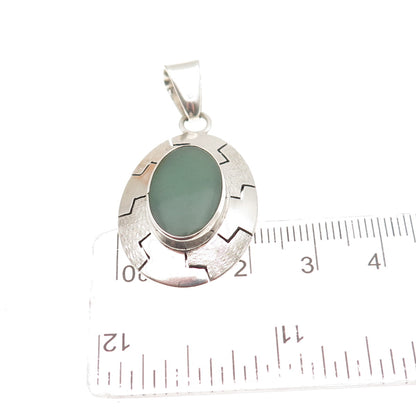 925 Sterling Silver Vintage MR Artisan Real Aventurine Modernist Charm Pendant