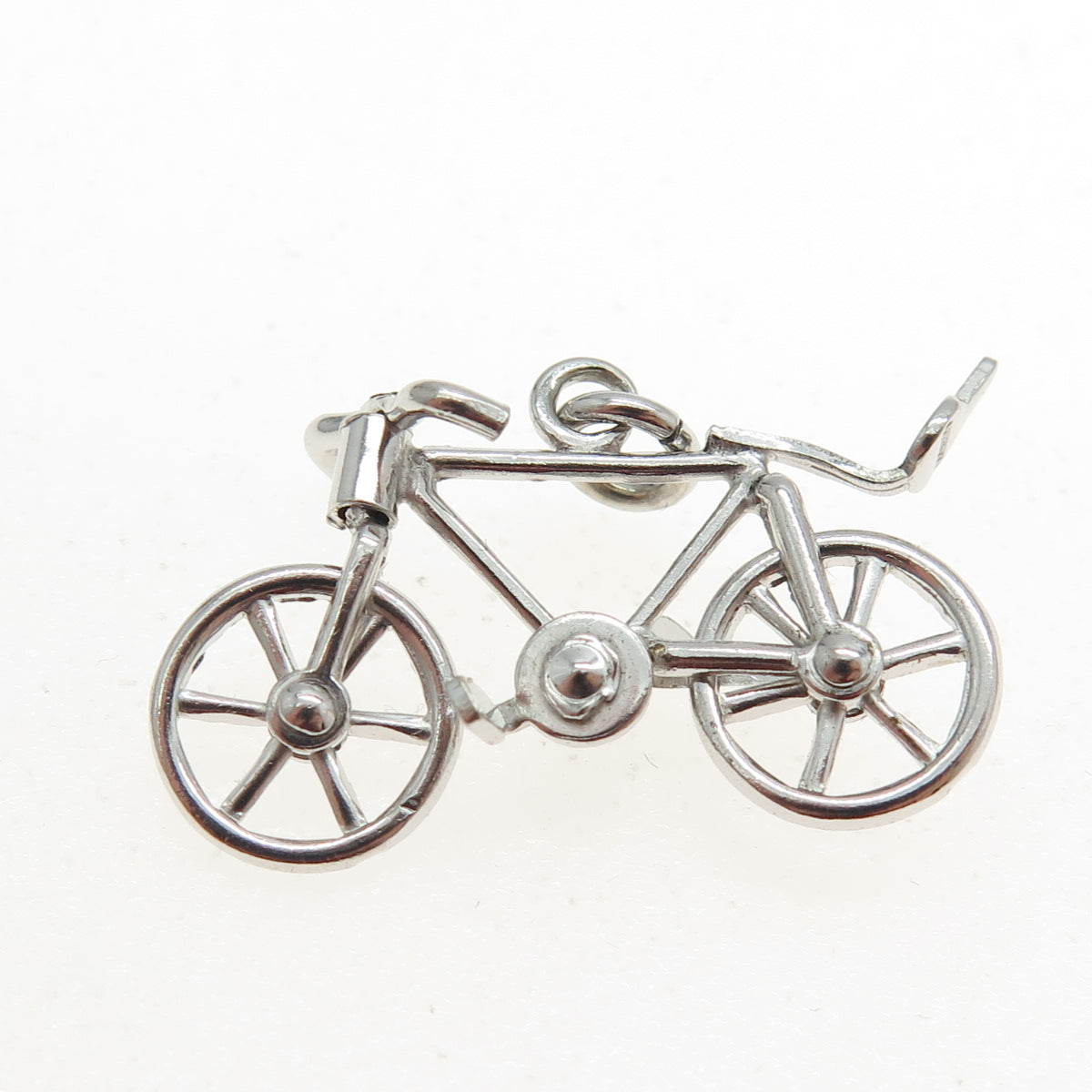 925 Sterling Silver Antique Art Deco Bicycle 3D Pendant