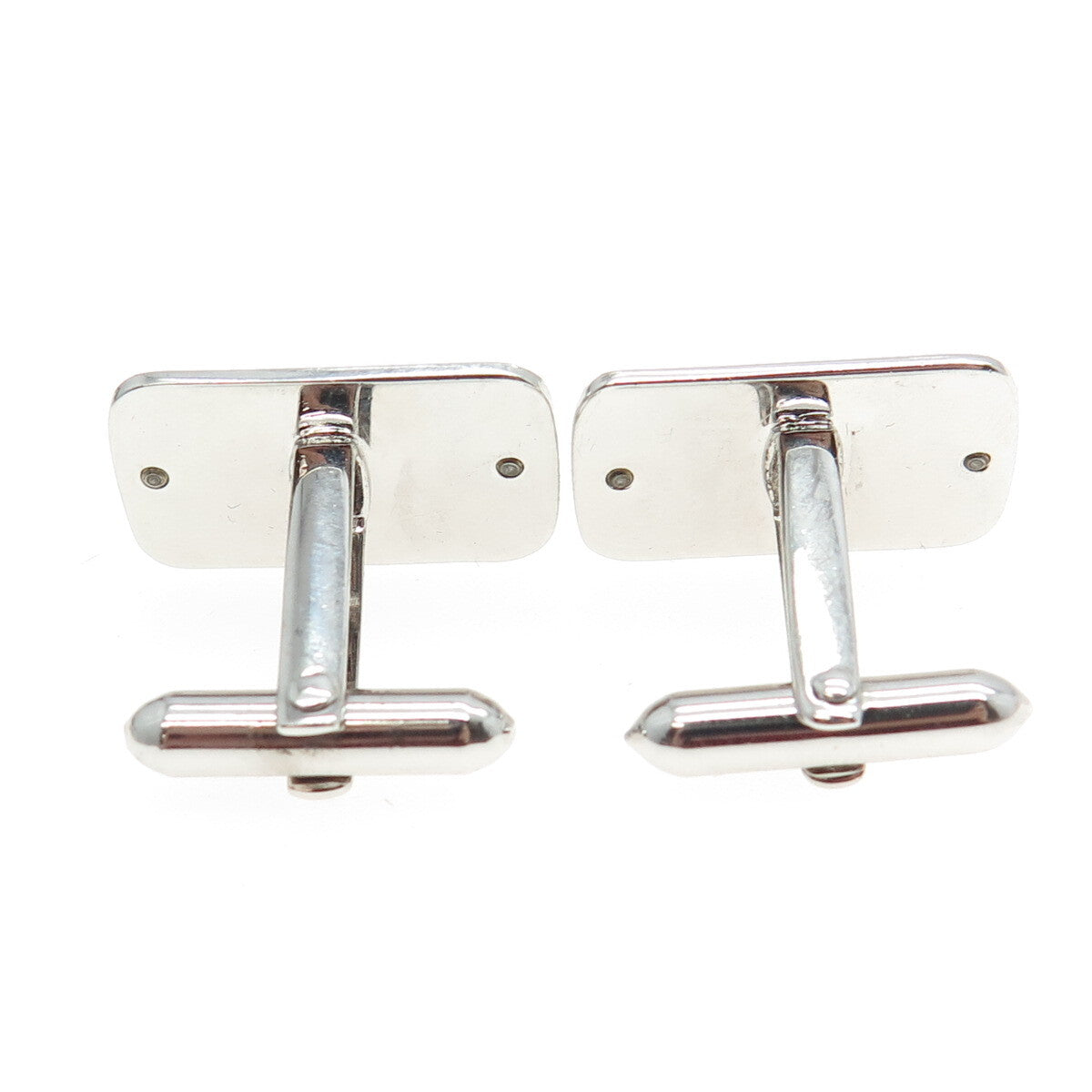 925 Sterling Silver 2-Tone Vintage Engravable Bullet Back Cufflinks