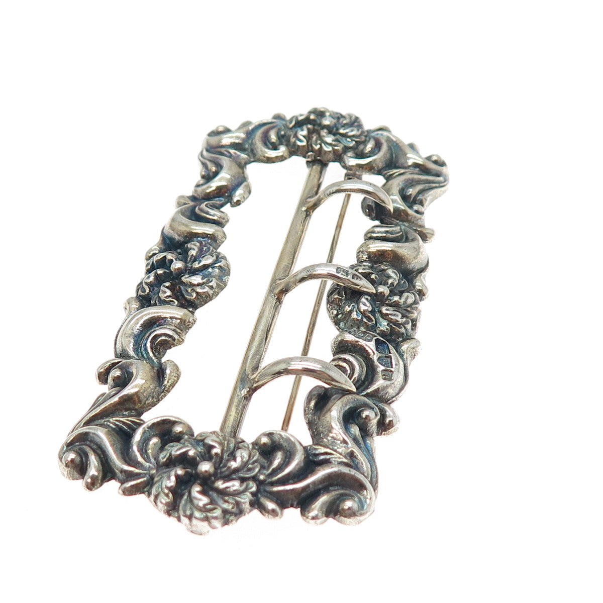 ROBERT PRINGLE & SONS Sterling Antique 1900 Birmingham Belt Buckle Pin Brooch