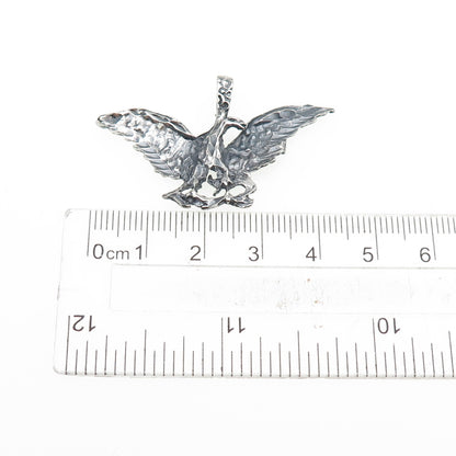 925 Sterling Silver Vintage Eagle Bird Oxidized Charm Pendant