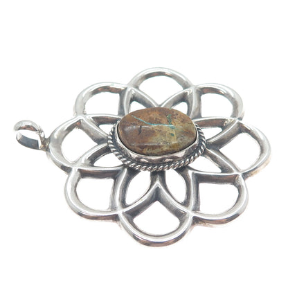 WILSON BEGAY Old Pawn Sterling Silver Vintage Boulder Turquoise Flower Pendant