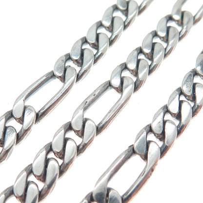 925 Sterling Silver Vintage Figaro Chain Oxidized Necklace 24"