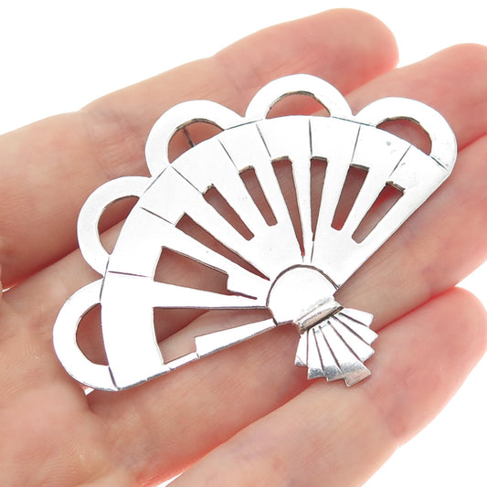 SIG Joseph Esposito 925 Sterling Silver Vintage Modernist Fan Pendant