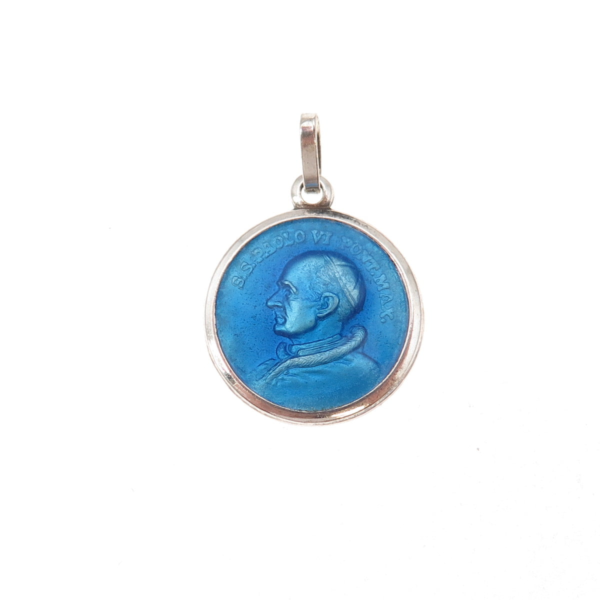 835 Silver Antique Art Deco Enamel Pope Paul VI Roma Coat of Arms Charm Pendant