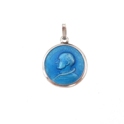 835 Silver Antique Art Deco Enamel Pope Paul VI Roma Coat of Arms Charm Pendant