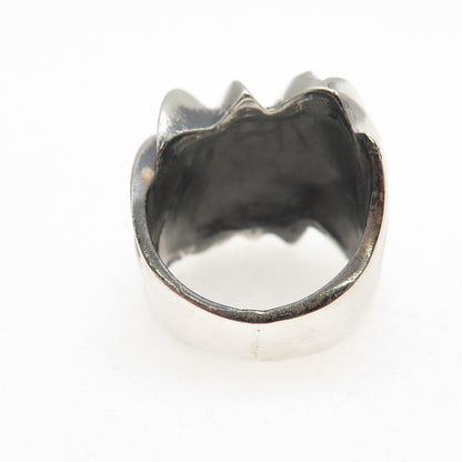925 Sterling Silver Vintage Mexico Modernist Ribbed Oxidized Ring Size 6.25