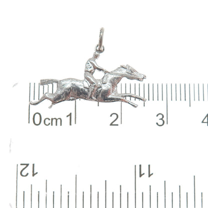 GRIFFITH & SONS CO. 925 Sterling Silver Antique Horseback Riding Charm Pendant