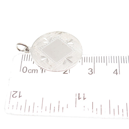 925 Sterling Silver Vintage Round Tag Charm Pendant