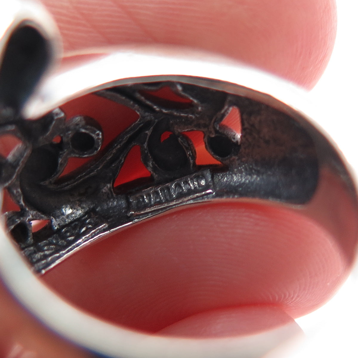 SX SALLY C 925 Sterling Silver Vintage Modernist Swirl Heart Ring Size 6.25