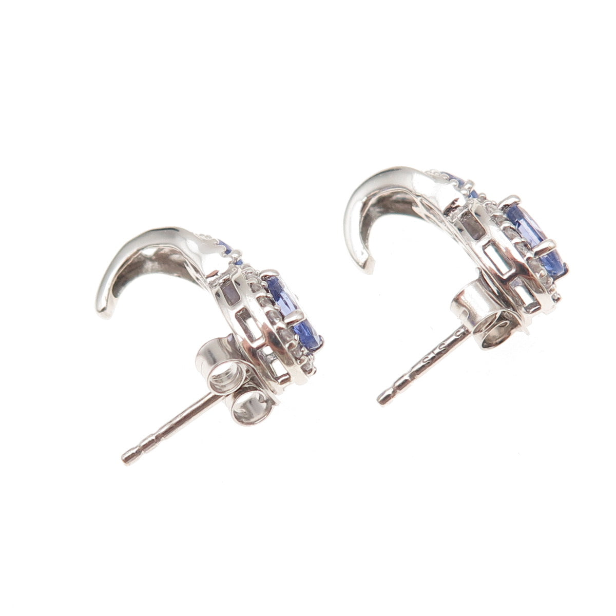 Chuck Clemency 925 Sterling Silver Real Tanzanite & White Topaz Earrings