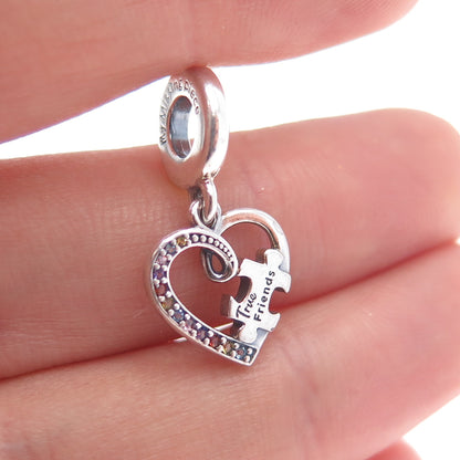 PANDORA 925 Sterling Silver C Z My Missing Piece Puzzle Heart Dangle Charm
