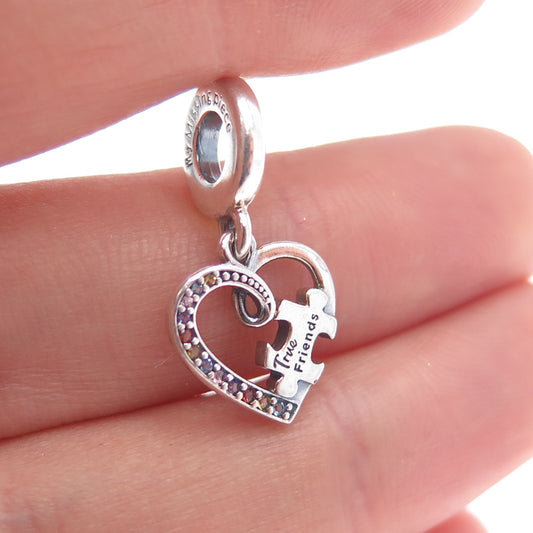 PANDORA 925 Sterling Silver C Z My Missing Piece Puzzle Heart Dangle Charm