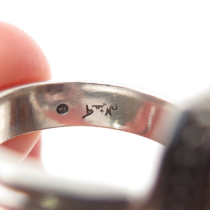 MIA T. 925 Sterling Silver Vintage Real Emerald-Cut Red Garnet Ring Size 7.25
