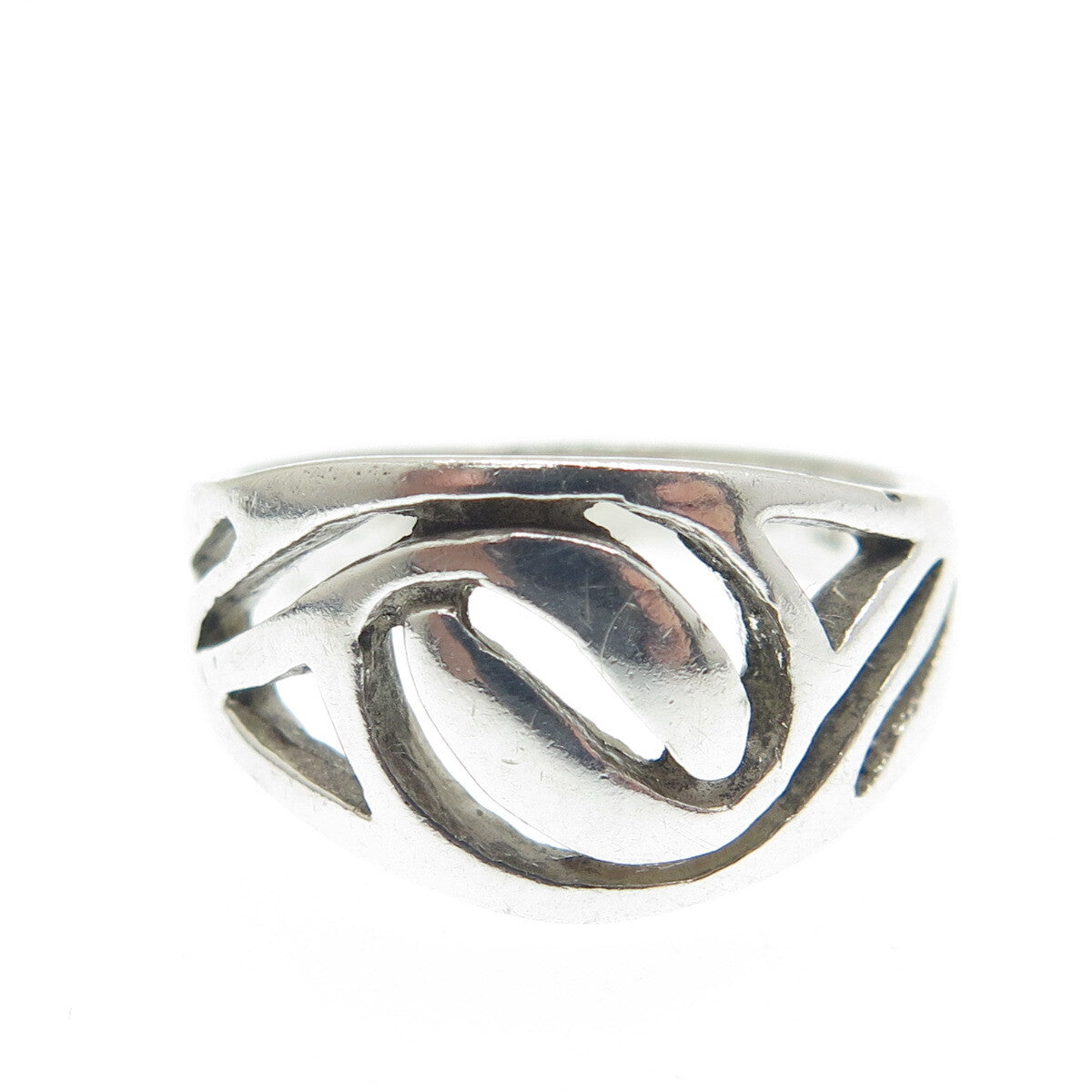 925 Sterling Silver Vintage Yin Yang Modernist Ring Size 6.25