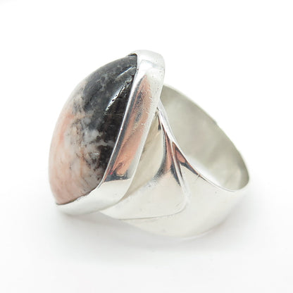 JAY KING DESERT ROSE Sterling Silver Vintage Black Peach Jasper Ring Size 7.75