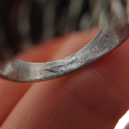 925 Sterling Silver Vintage Modernist Diamond-Cut Dome Oxidized Ring Size 7