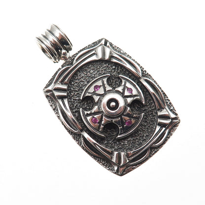Jolusa 925 Sterling Silver Real Ruby Cross Oxidized Pendant