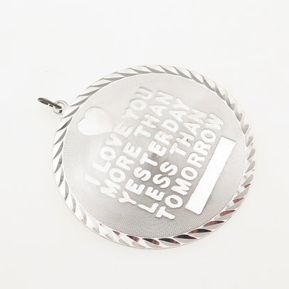 925 Sterling Silver Vintage I Love You / Je T'aime Dual Sided Charm Pendant