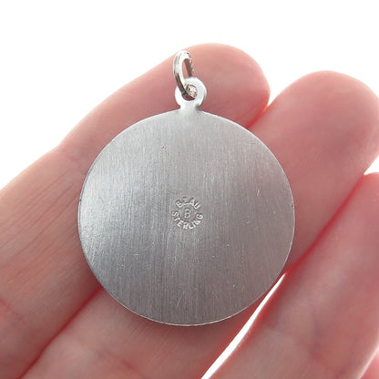 BEAU 925 Sterling Silver Vintage "#1 Mom" Round Charm Pendant