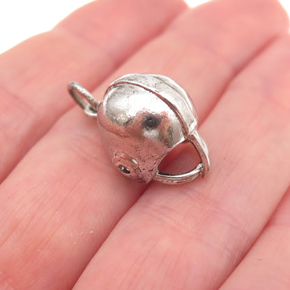 Danecraft 925 Sterling Silver Vintage Football Helmet Oxidized 3D Charm Pendant
