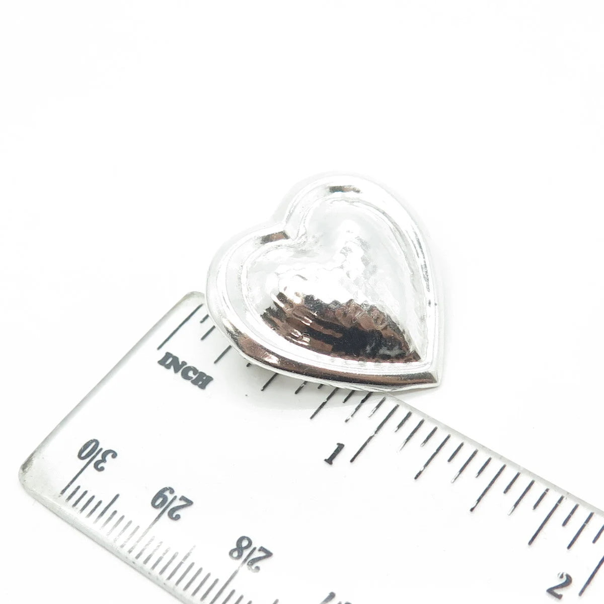 925 Sterling Silver Vintage Mexico Puffy Heart Pin Brooch