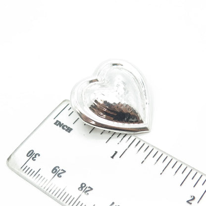 925 Sterling Silver Vintage Mexico Puffy Heart Pin Brooch