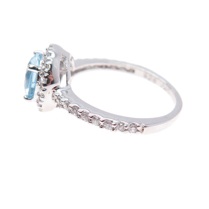 925 Sterling Silver Round-Cut Blue & White C Z Ring Size 9.25
