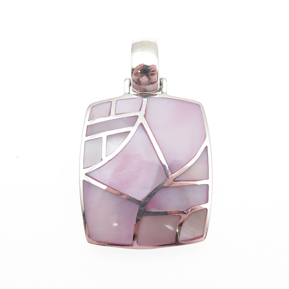 CFJ Collins Fine 925 Sterling Silver Vintage Real Pink MOP Charm Pendant