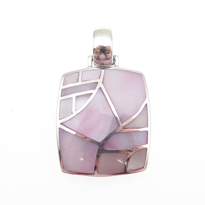 CFJ Collins Fine 925 Sterling Silver Vintage Real Pink MOP Charm Pendant