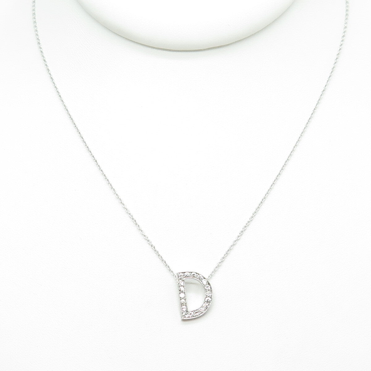 925 Sterling Silver C Z Letter "D" Initial Rolo Chain Necklace 16-18"
