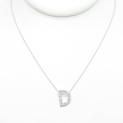 925 Sterling Silver C Z Letter "D" Initial Rolo Chain Necklace 16-18"