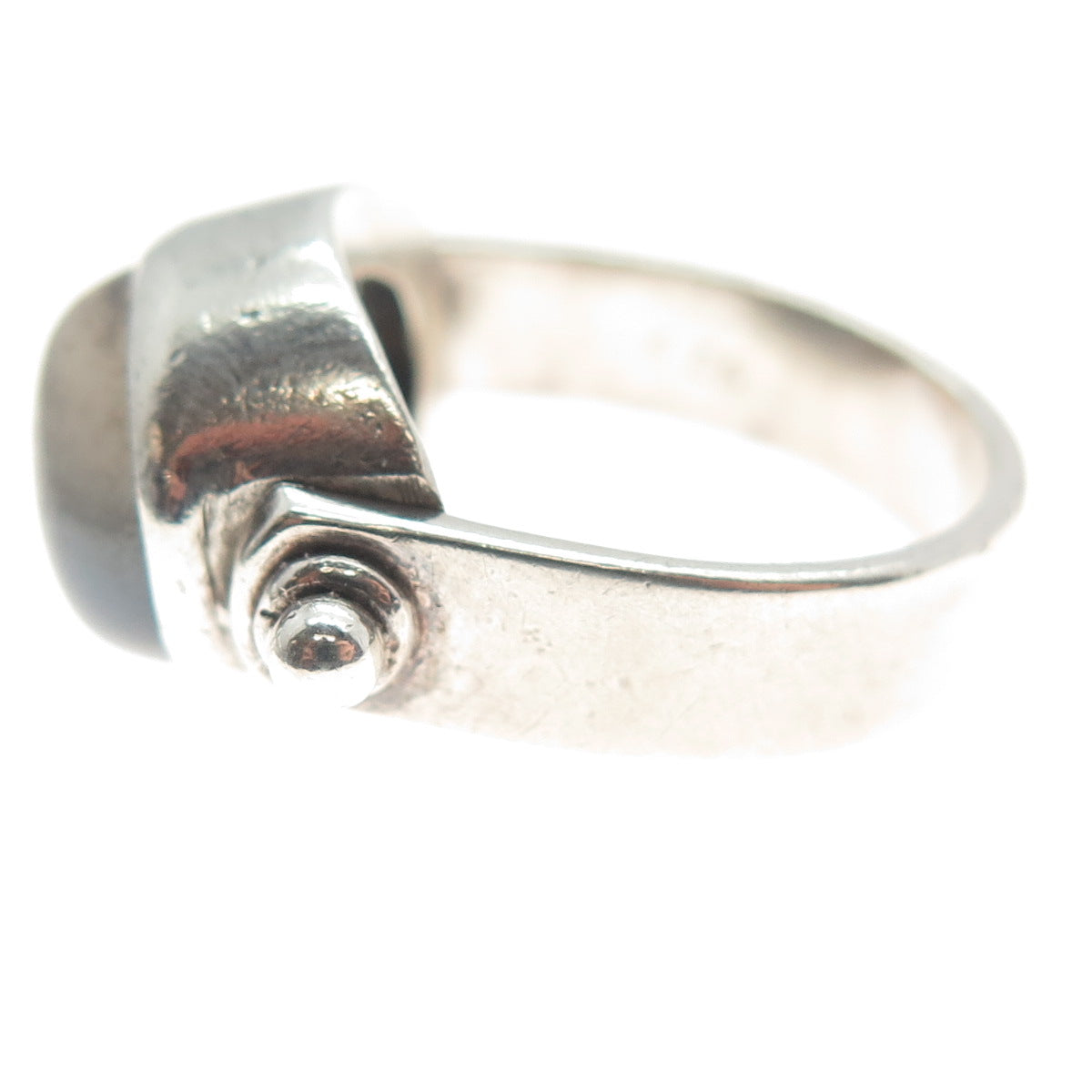 925 Sterling Silver Vintage Real Agate Modernist Ring Size 6