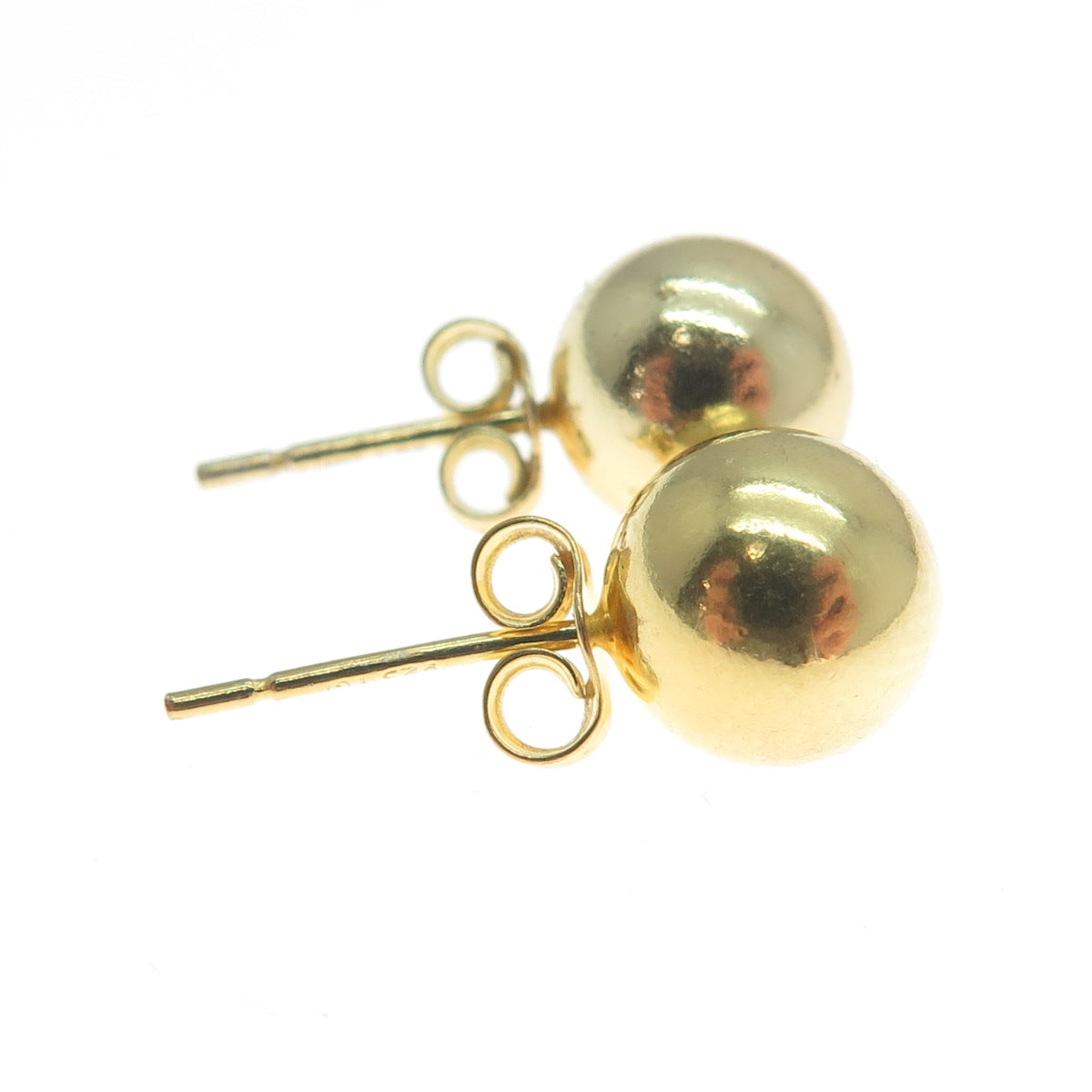 925 Sterling Silver Gold Plated 8mm Ball Stud Earrings