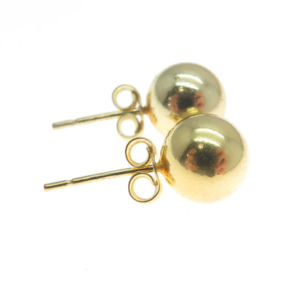 925 Sterling Silver Gold Plated 8mm Ball Stud Earrings