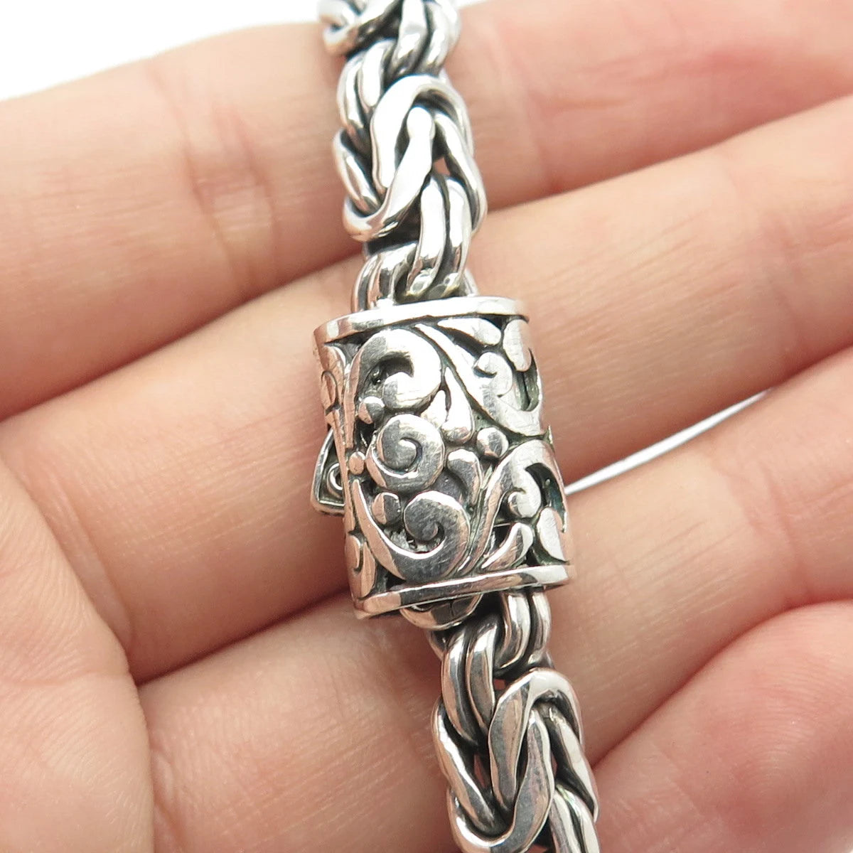 925 Sterling Silver Vintage Byzantine Link Bracelet 6"