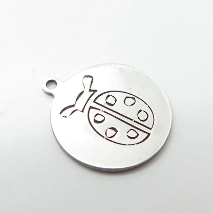 925 Sterling Silver USA Two In Town Ladybug Charm Pendant