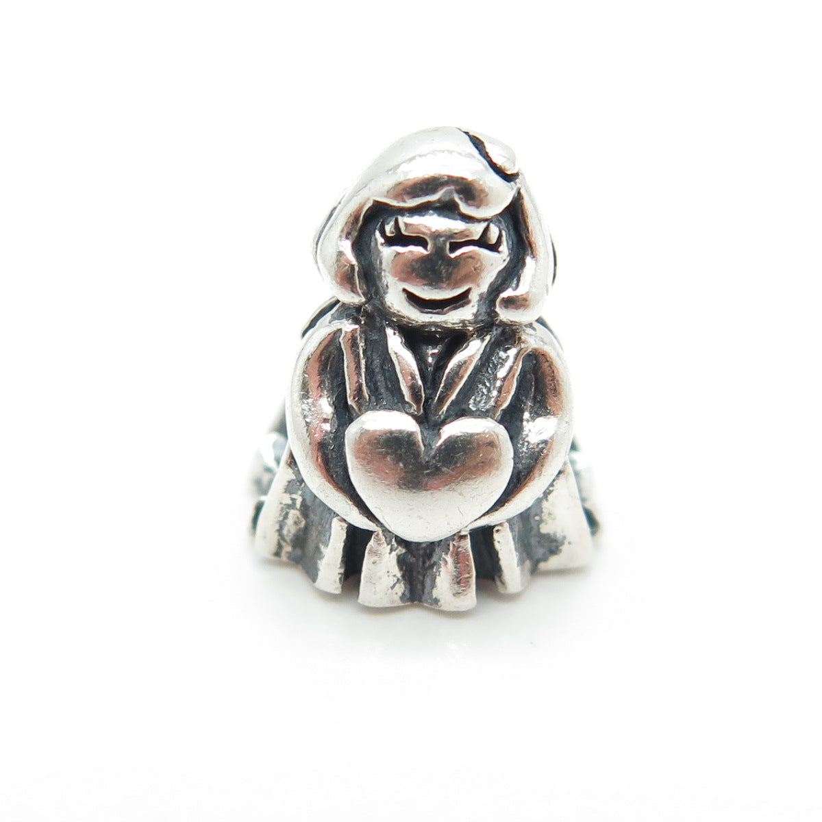 JM DESIGNS 925 Sterling Silver Lady Heart Bead Charm