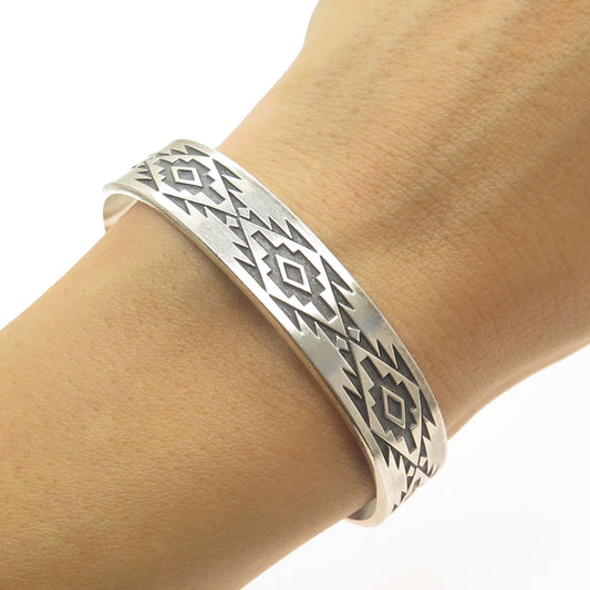 KABANA 925 Sterling Silver Vintage Southwestern Adjustable Cuff Bracelet 7"