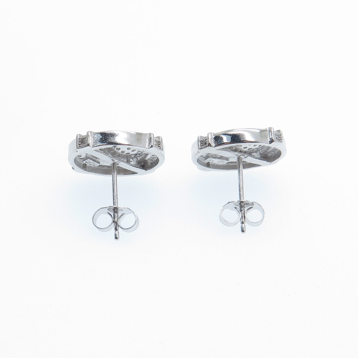 925 Sterling Silver Round-Cut C Z Sparkle Wheel Stud Earrings