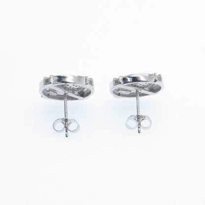 925 Sterling Silver Round-Cut C Z Sparkle Wheel Stud Earrings