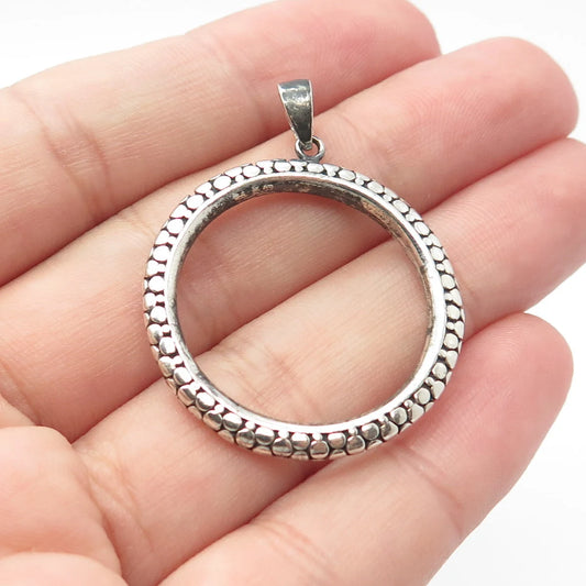 925 Sterling Silver Vintage Pebble Circle of Life Pendant