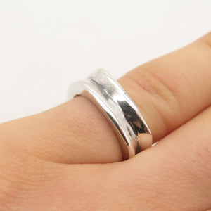925 Sterling Silver Vintage Concave Square Ring Size 4.75