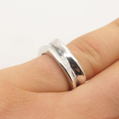 925 Sterling Silver Vintage Concave Square Ring Size 4.75