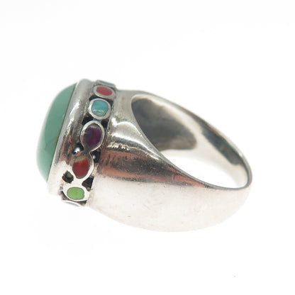 SIDNEY EVAN 925 Sterling Silver Vintage Real Turquoise Multi-Gem Ring Size 6.25