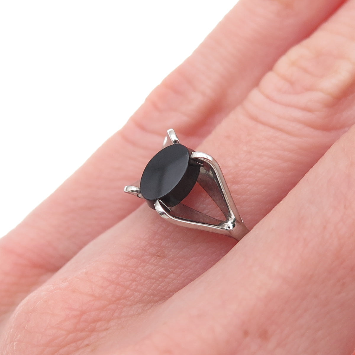 Bar-Tan 925 Sterling Silver Antique Art Deco Real Black Onyx Ring Size 5.75