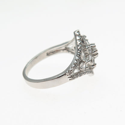 JCM Jacmel Mauritius 925 Sterling Silver Marquise & Round-Cut C Z Ring Size 8.5
