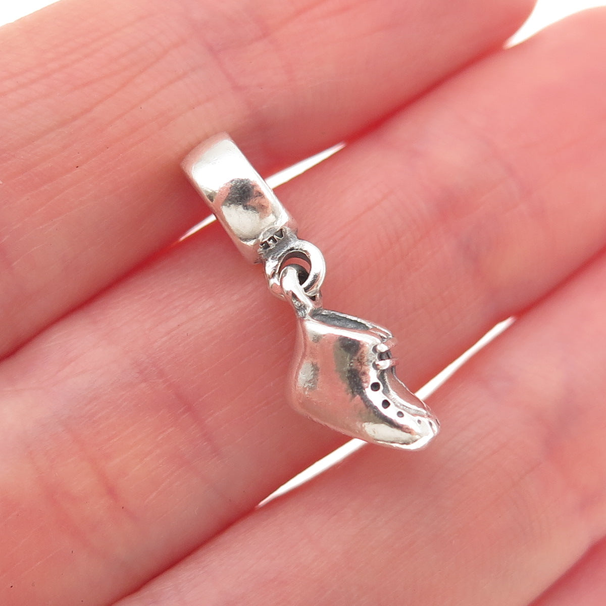 Pandora 925 Sterling Silver & Gold Blue C Z Baby Boy Shoe Dangle Charm